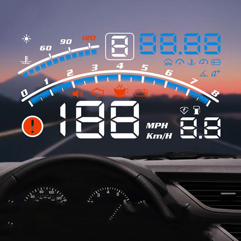 Car Speed HUD With Bracket 5.5 Inch OBD Windshield Projector Speedometer Gauge Display Voltage Coolant Temperature Monitor Truck