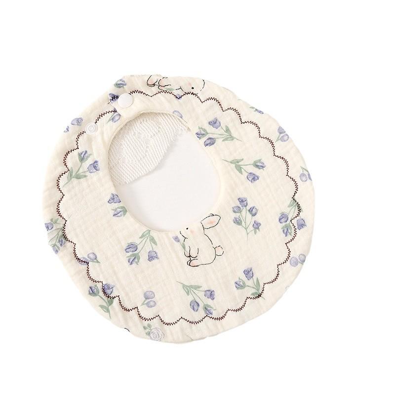 Quilted Pure Cotton Cartoon Baby Bibs - Absorbent & Stain-Resistant