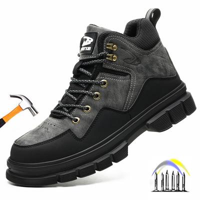 Steel Toe Work Boots for Men Puncture Proof Lightweight Waterproof Safety Shoes for Men Leather Work Shoes Protective Footwear