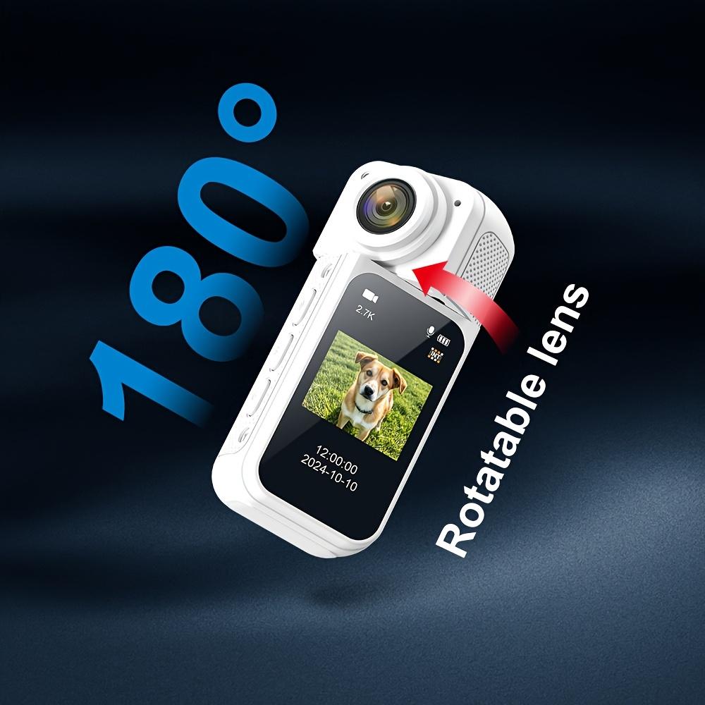 2,7K Ultra High Definition Finger-Actionkamera mit Magnetband, 180° drehbarem Objektiv und 64GB Karte – tragbare POV-Kamera für unterwegs