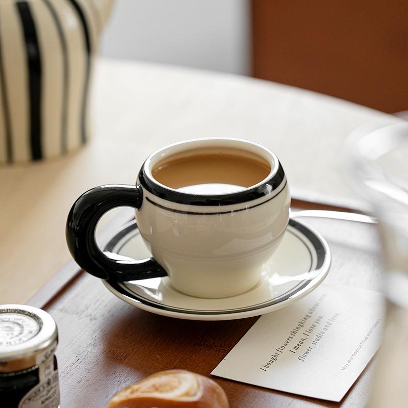 Striped Ceramic Water Cup & Teapot Set for Living Room and Afternoon Tea