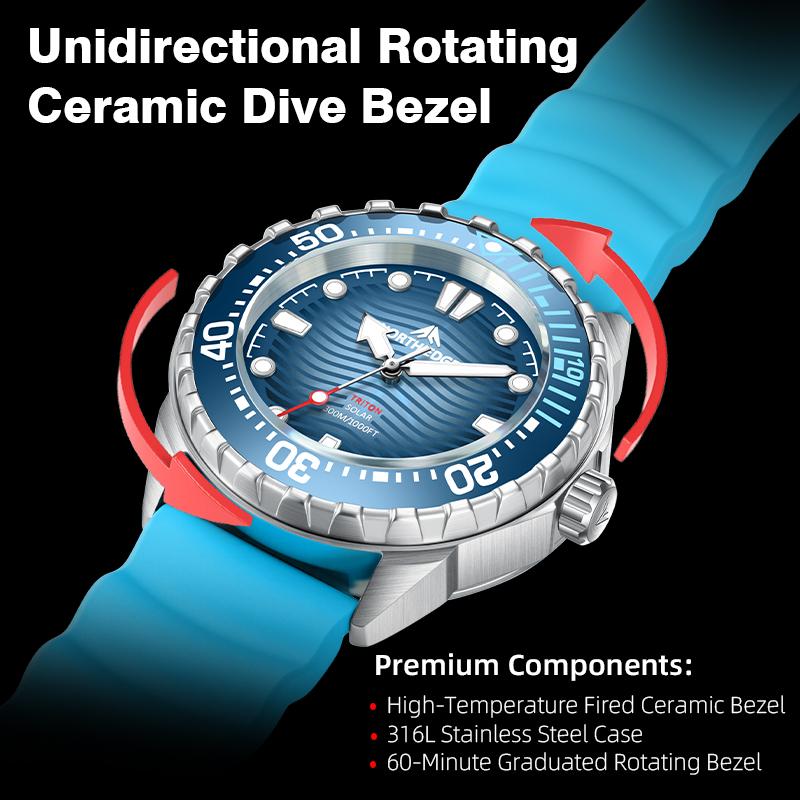 Triton-Ti Marca-Nuovissimo Grado-Superiore Alimentato-a-Solare Qualità-Premium Subacquea Alto-Standard Orologio Titanio di-Prima-Classe Lega di-Qualità-Premium