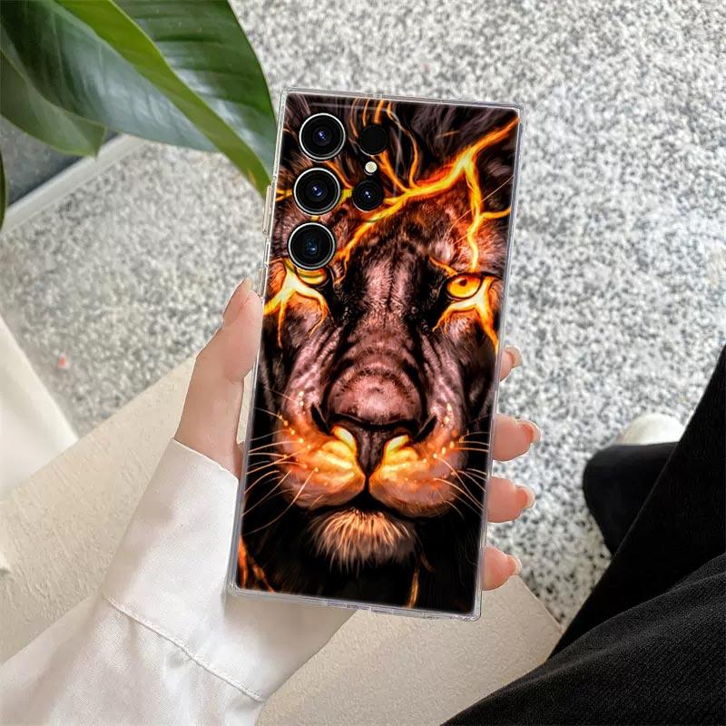 The Wolf Lion Cat Clear Case For Samsung Galaxy S26 S25 S24 S23 Ultra S20 S21 FE S22 Plus S26 Ultra S25FE 5G Soft Phone Cover