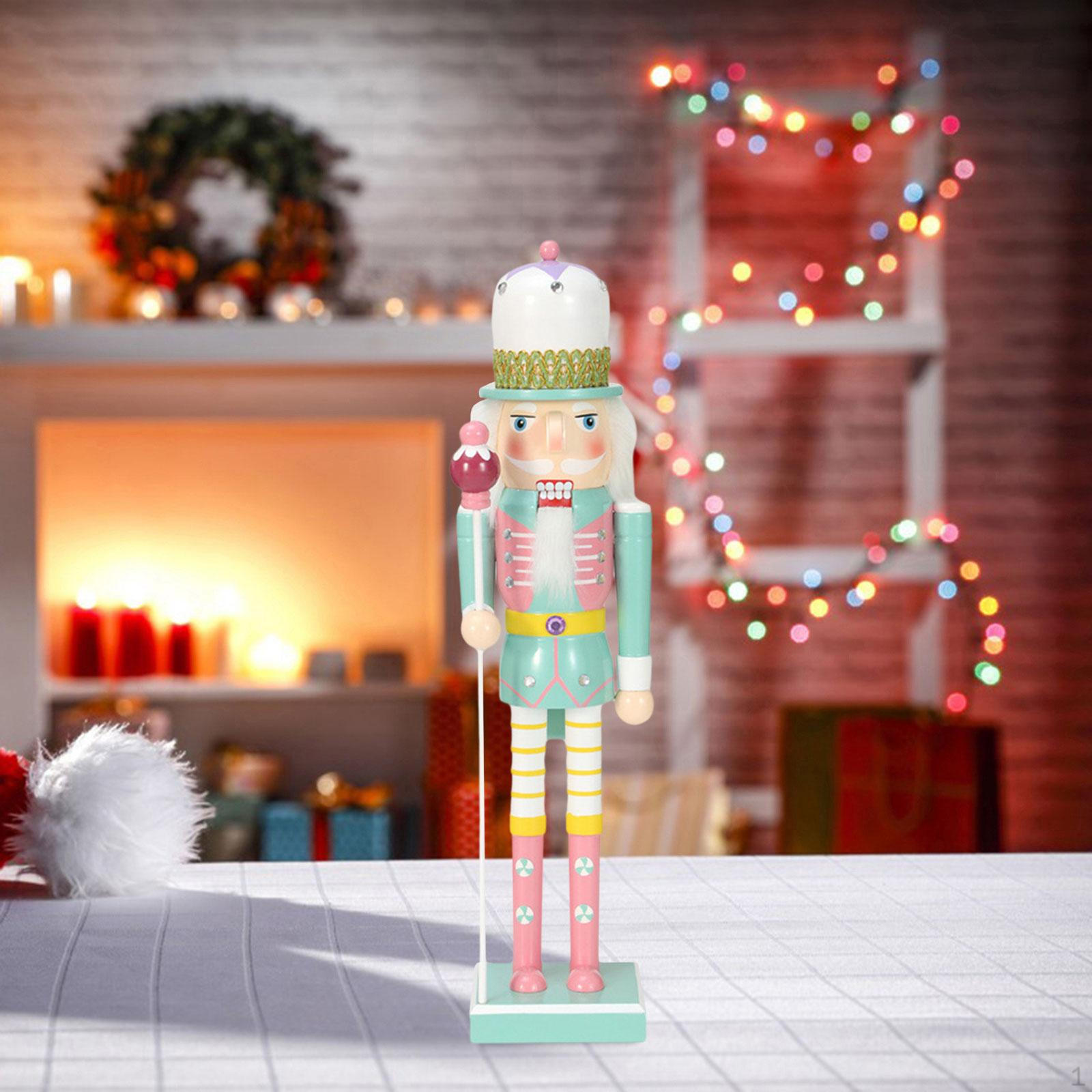 Decorative Wooden Nutcracker for Holiday Display And Desktop Arrangement green 25cm