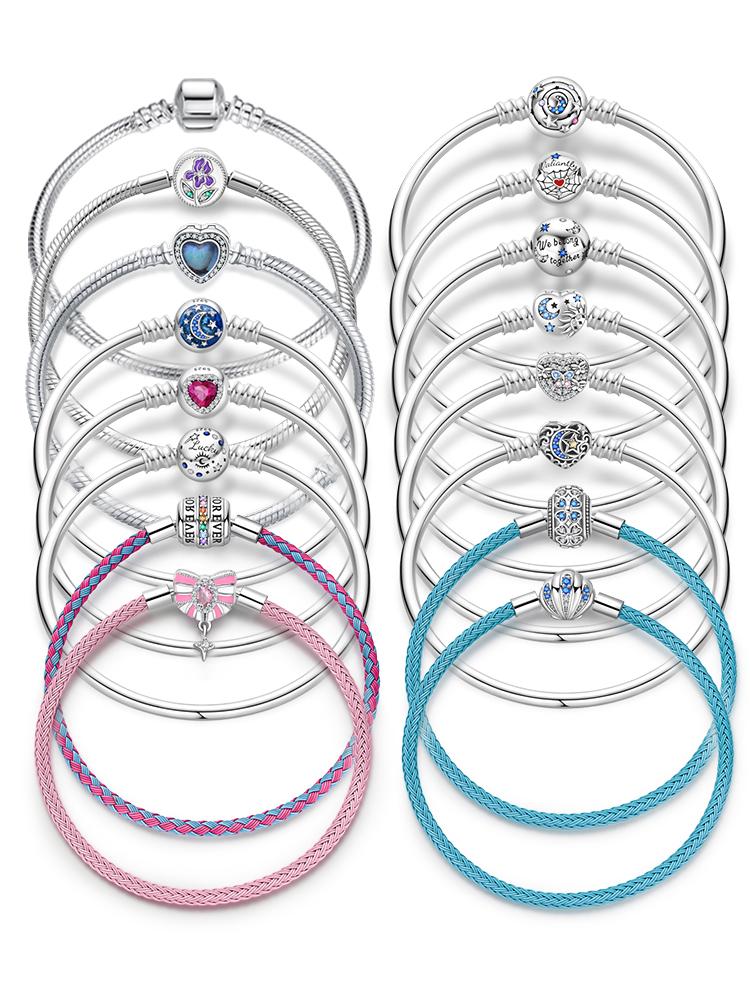 100% Silver Bracelet Fit Original Design Beads Charms DIY Jewelry Making Dazzling CZ Chain Bracelet For Women