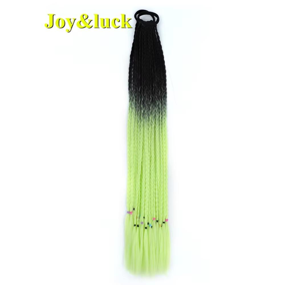 24 Zoll Ombre Yaki Straight Synthetische Haarverlängerungen Mädchen Farbe Geflochten Zopf Gummiband Box Braid