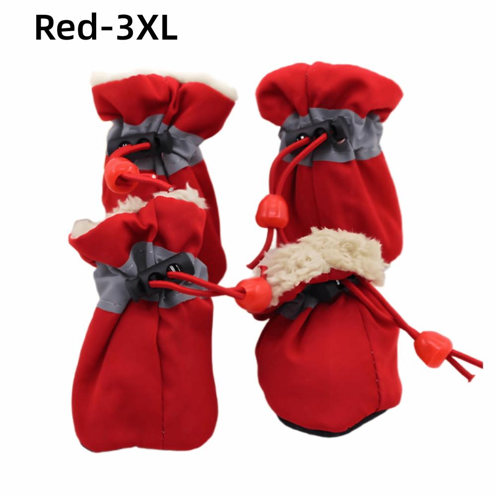 

4Pcs with Reflective Trim Antiskid Puppy Shoes Strong Grip Pet Protection Shoes Small Dog Red-3XL