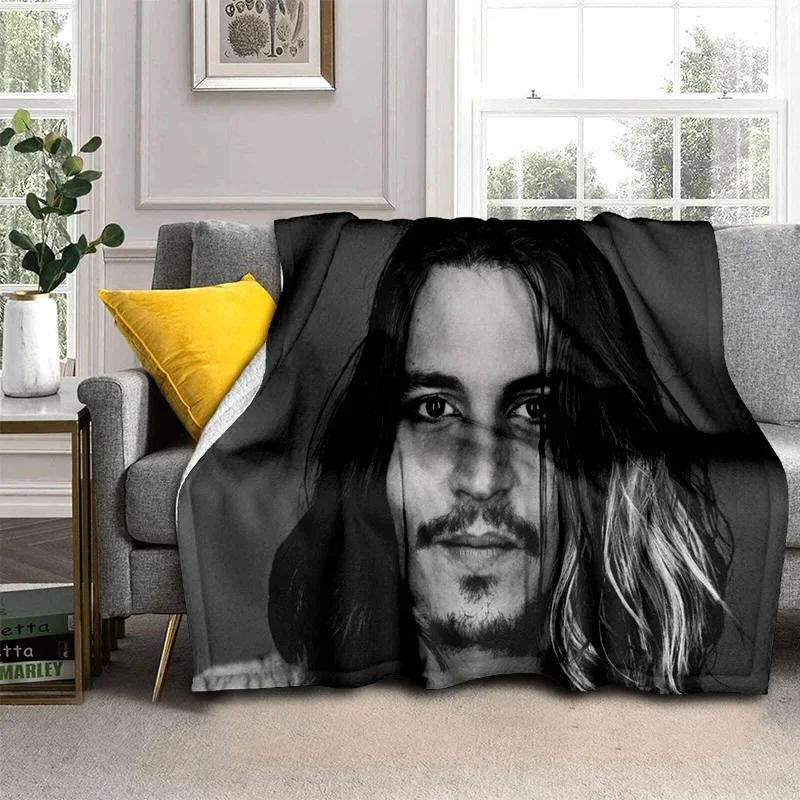 Deka série 3D tisku Johnny Depp, Měkká přehozová deka pro domácnost Ložnici Postel Pohovku Piknik Cestování Kancelář Krycí deka na odpočinek Děti