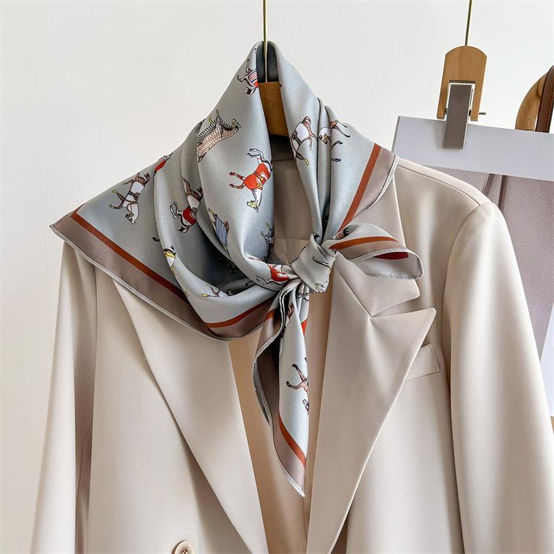 

70см Роскошный Брендовый Квадратный Шарф Дизайн Двусторонний Шаль Накидка Принт Твил Шелк Женский Хиджаб Женский Фуляр Повязка на Голову Бандана 70x70cm