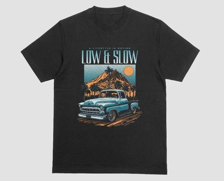 

Low And Slow, Classic Truck, Hotrod, Ford, Chevy, T-Shirt 2XL