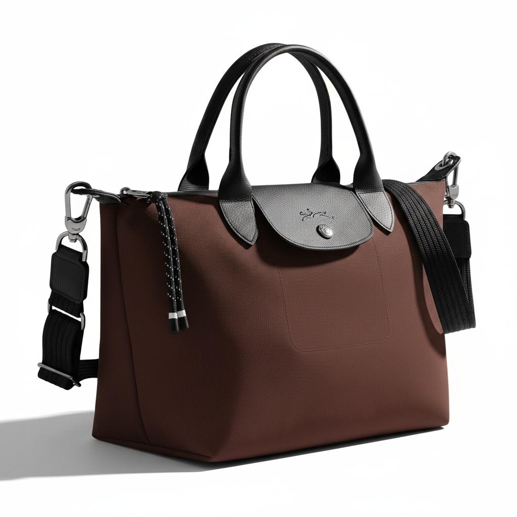 Longchamp Le Pliage Energy Bolsa de Ombro Transversal Tote com Logo Clássico em Lona de Nylon Pequena Bolsas Femininas Cacau 1512HSR742