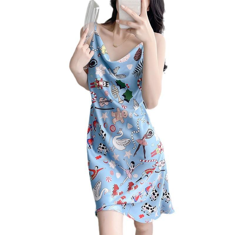 1011 New fashionable women's ice silk pajamas, long sleeves and trousers, high-end temperament, light luxury loungewear can be worn outside