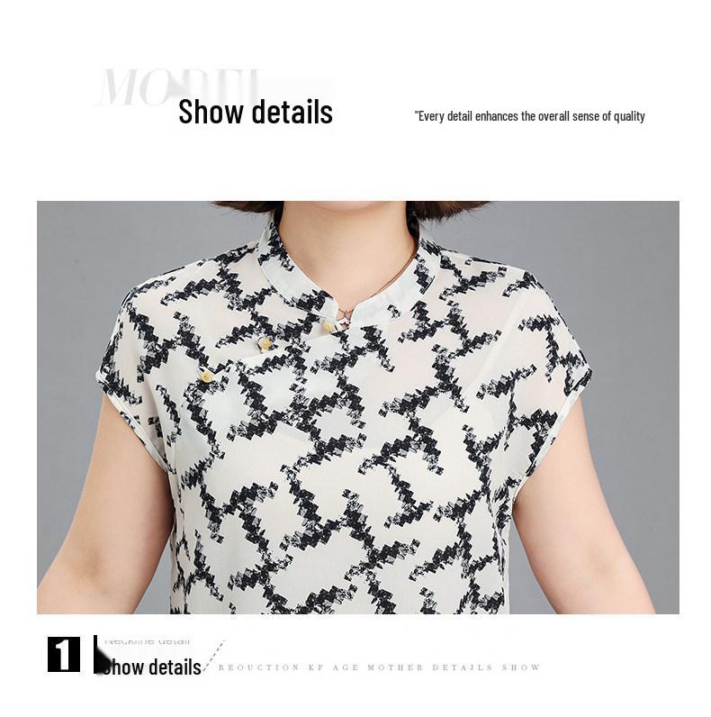 2026 Stylish Printed Short-Sleeve Top for Middle-Aged and Elderly Women - Loose, Slimming, Versatile.