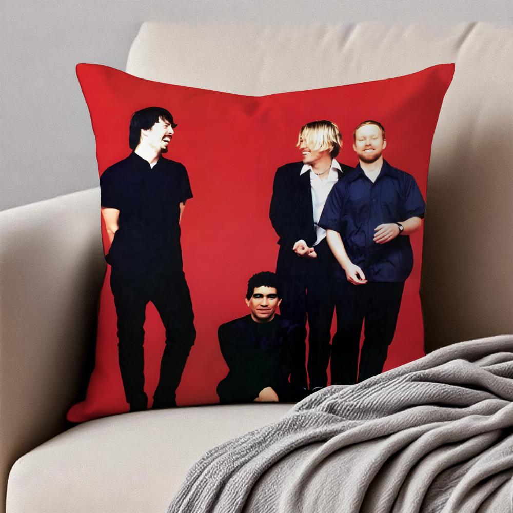 Classic Rock American Band FFoo FFighters Cushion Cover Pillowcase Antidustmite Invisible Zipper Short Plush Sofa Cushion