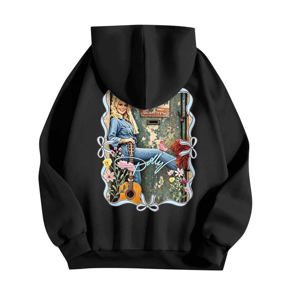 Unisex Lightweight Long Sleeve Hooded Pullover Sweatshirt with Print