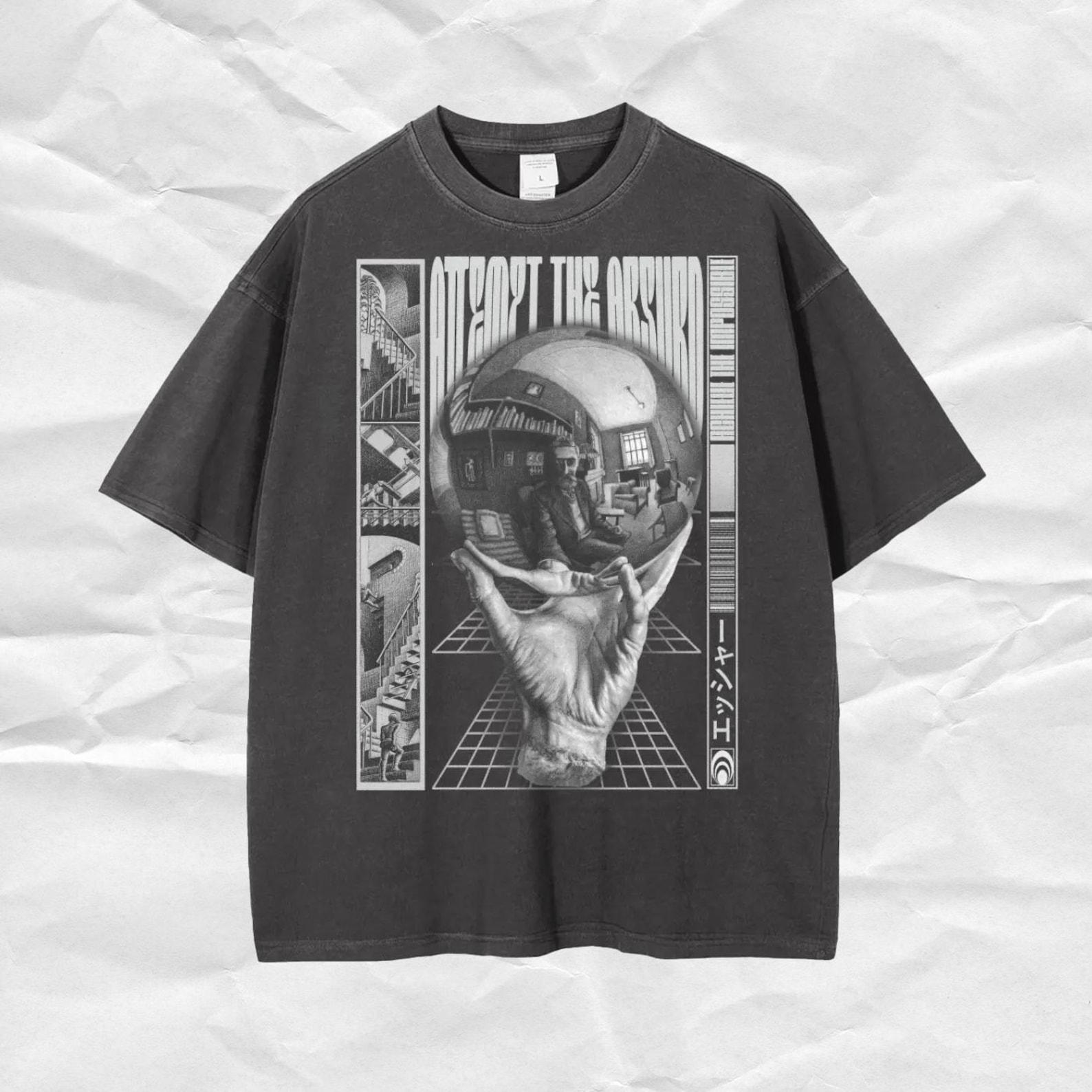 Vintage MC Escher Graphic Tee: Optical Illusion Art Shirt M