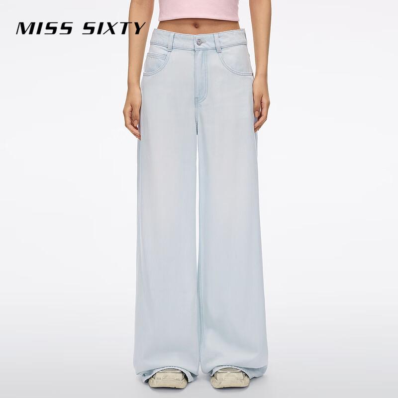 MISS SIXTY 2026 Джинсы с высокой талией, рваные, широкие, из лиоцелла и хлопка 26