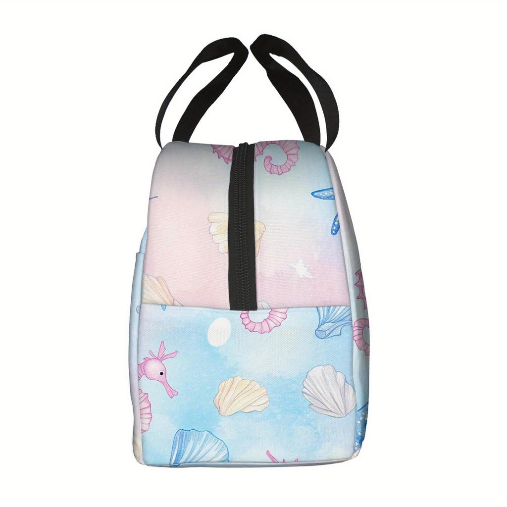 Thermal Bag Featuring Ocean-Themed Designs, Suitable for Insulation Purposes. It Is Not Intended for Direct Food Contact