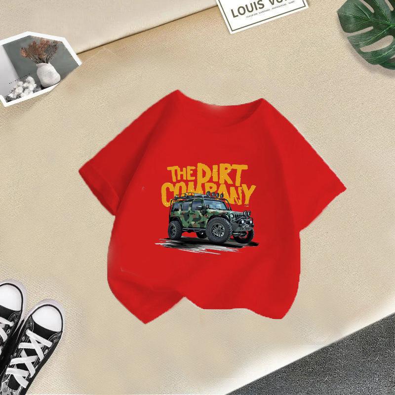 Kinder T-Shirt Rundhals Kurzarm T-Shirt Kinder 100% Baumwolle Kleidung 2-13J Auto bedrucktes T-Shirt