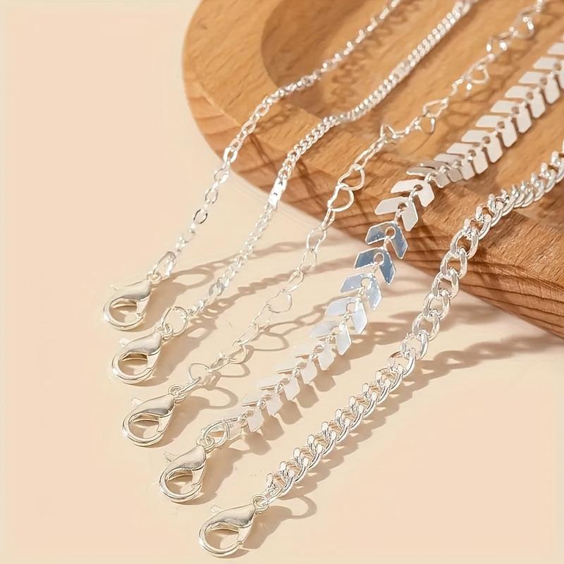 2 Sets of Bohemian Minimalist Fashion Beach Party Anklets Beautiful Zircon Stylish Vacation Simple Design Foot Jewelry Gifts