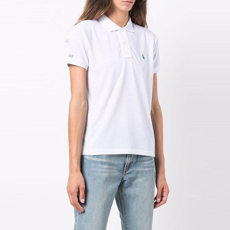 Polo Ralph Lauren Pony Besticktes Kurzarm-Poloshirt Damen Oberteile Weiß 211806666-001