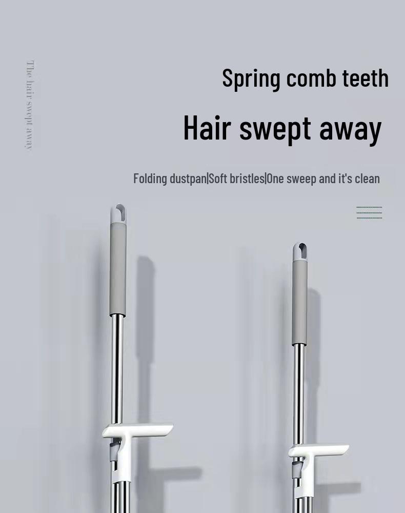 Exclusive Foldable Spring Broom & Dustpan Set - Extra Large, Soft Bristles, Non-Stick, Best Seller