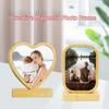 Roterad bambu fotohållare Hjärta/Rund/Oval/Fyrkantig formad fotodisplayställ Personlig gåva