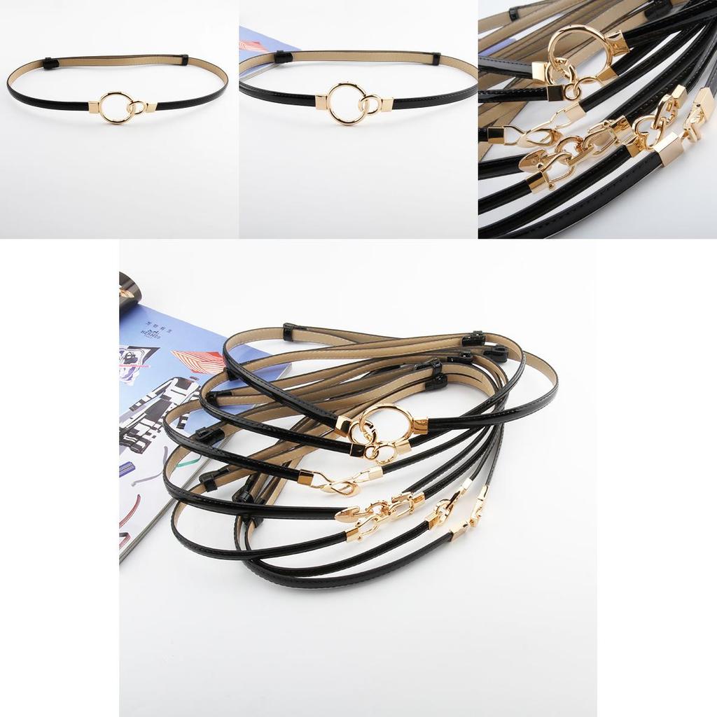 Simple Solid Color Ring Buckle Decoration Women Slim Waist Belt For Casual Looks