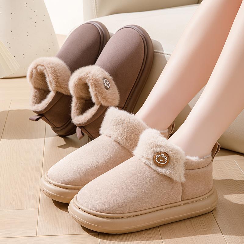 Thick-soled waterproof cotton slippers winter 2025 new indoor home use velvet warm and non-slip cotton shoes