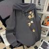Vintage Maple Leaf Print Hooded Sweater for Men and Women, Autumn and Winter Loose and Versatile Velvet Thickened Coat Top Tide