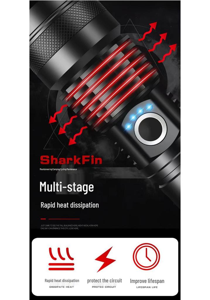 P50 Flashlight: Powerful LED, USB Rechargeable, Power Display, Zoom & Spotlight Functions