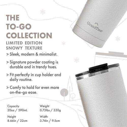GRANDTIES Premium Drinkware Vacuum Insulated Tumbler, 590ml - Car Cup Holder Compatible & Easy Open/Close Spout (Pearl Snowy)