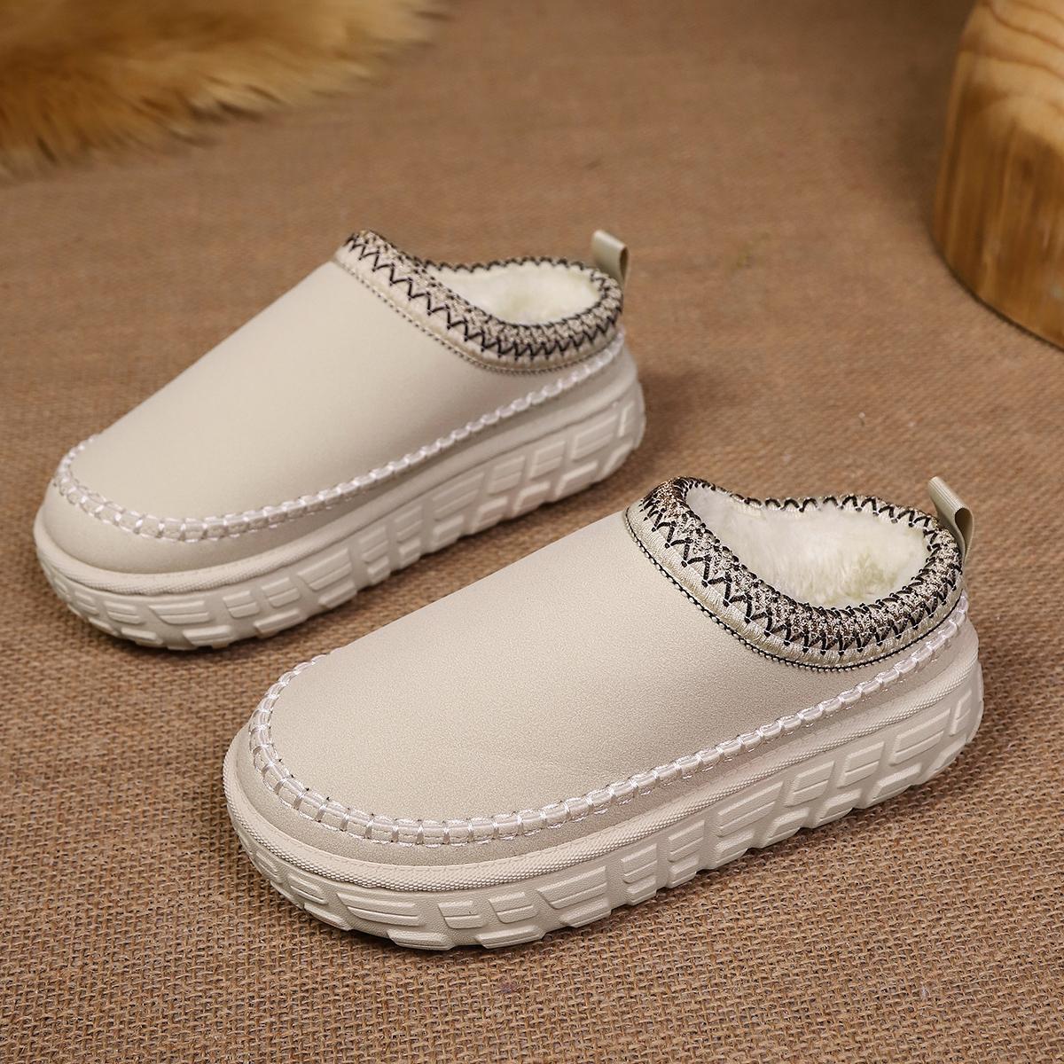 Warm Thick-soled Shoes Women Comfortable Chelsea Boots Large Size Winter Women Short Plush Flats Snow Lightweight Boots 36