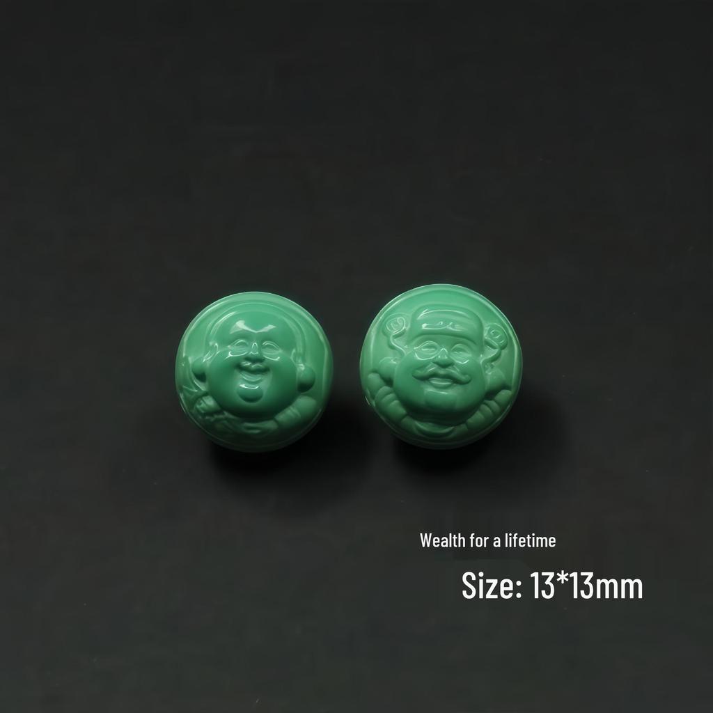 Magnesite Turquoise Buddhist Prayer Bracelet with Carved Dragon and Lotus Design