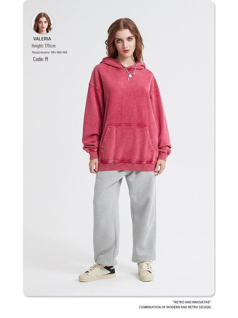 2024 Autumn/Winter Vintage Minimalist Heavyweight Washed Waxed Terry Hoodie (420gsm)