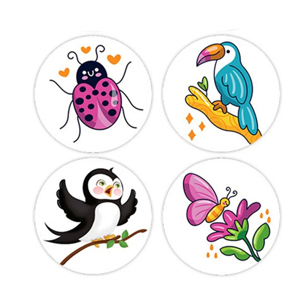 500 szt. Naklejek ze Zwierzątkami z Kreskówek, Naklejki Nagrody dla Nauczycieli dla Dzieci, Naklejka Dekoracyjna na Imprezę do Szkoły, Klasy, Domu