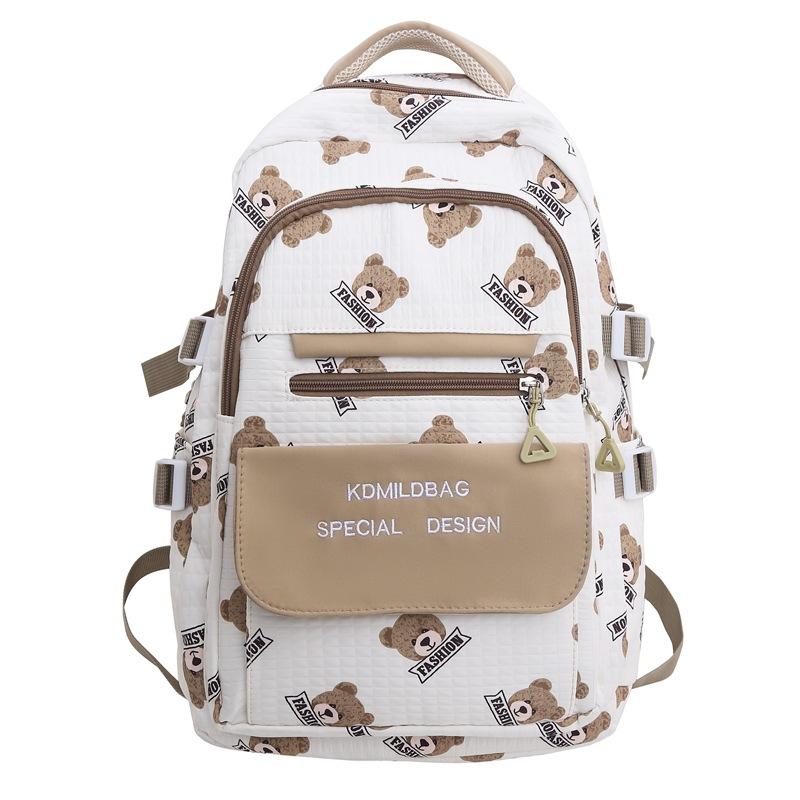 

Студенческий школьный рюкзак с принтом медведя, рюкзак для девочек, рюкзак для учащихся третьего-шестого классов хаки