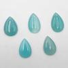 Natural Aqua Chalcedony Pear Cabochon Loose Gemstone Lot 5 Pcs 21*34-23*34 MM 176 CT For Jewelry Making