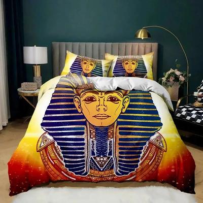 Pharaoh Bedding Set Ancient Egypt Tribe Decor Adult Egyptian Pyramid Duvet Cover Sheet Printed Pillowcase Bed Comforter Bedroom