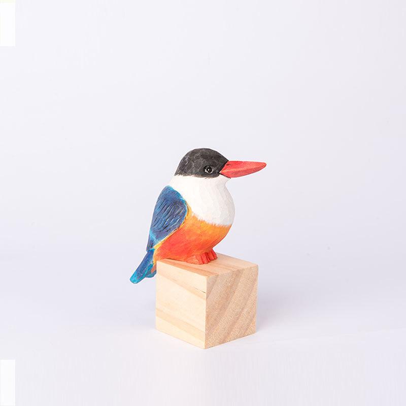 Wooden Parrot Figurine Animal Decor Gift For Office And Kids