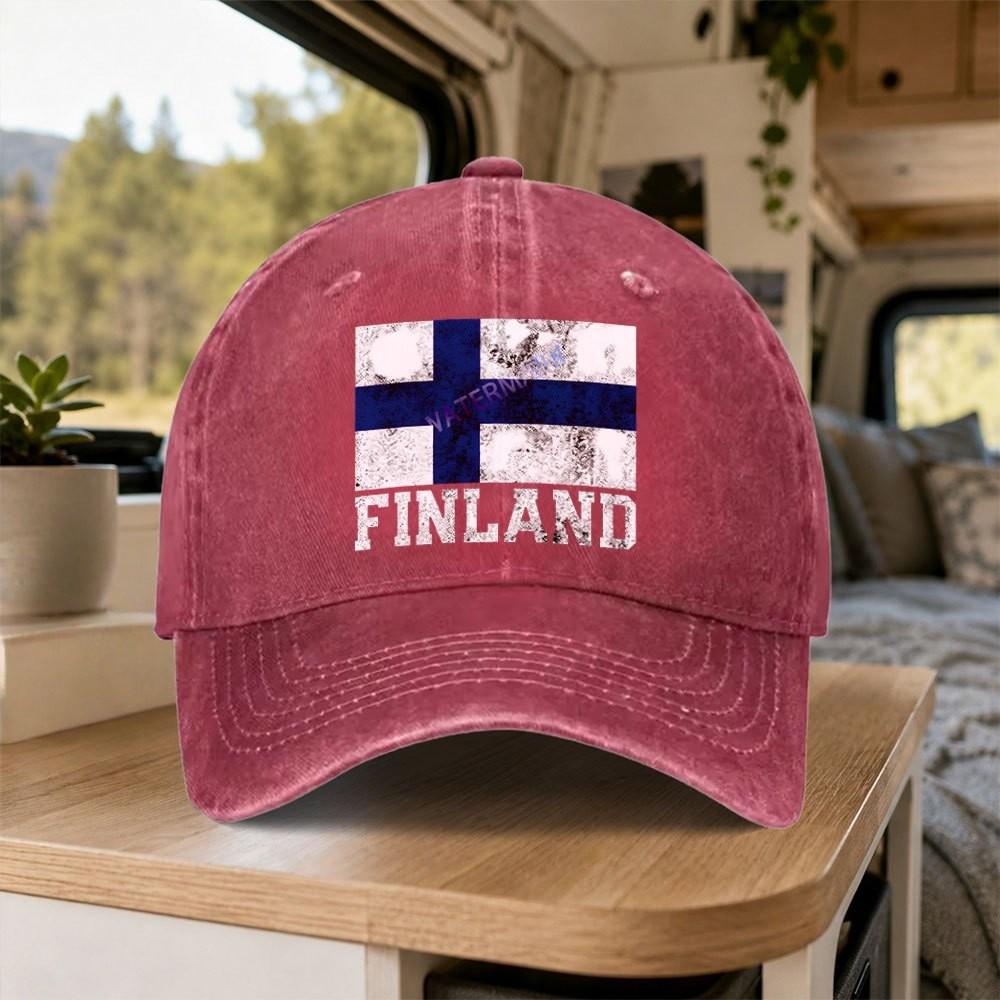 Finland Flag Distressed Washed Baseball Cap Unisex Casual Outdoor Hat for Daily Wear