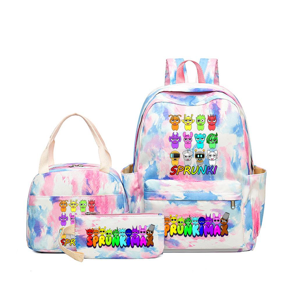 Rhythm Box Music Game Heat Transfer Backpack Sprunki Primary and Secondary School Students Children's Cute Schoolbag Three-piece Set