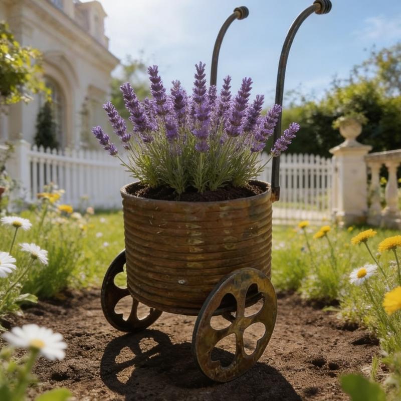 Antique Iron Wheelbarrow Flower Pot Container Planter Holder For Lawn Balcony Home Garden Decoration Indoor Outdoor Use Y5GB