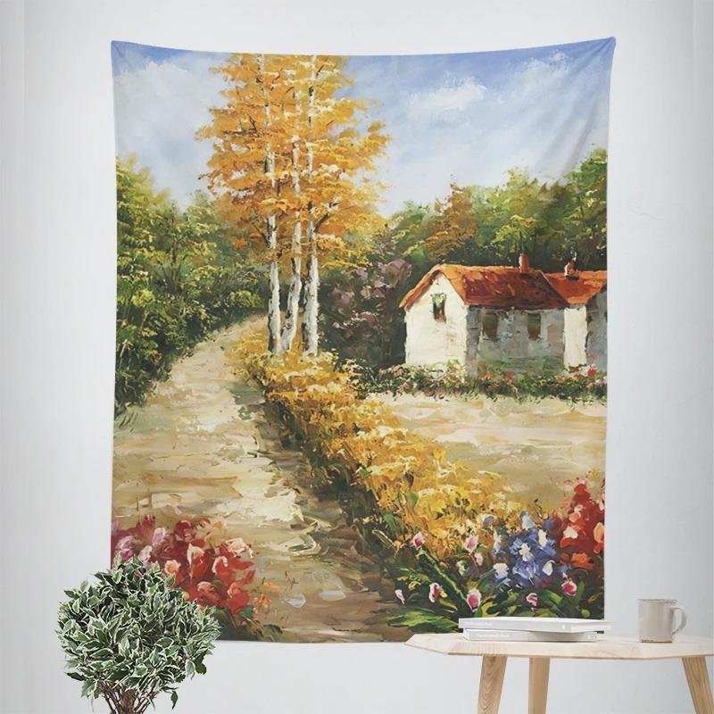 Oil Painting Landscape Beautiful Decorative Tapestry Home Wall Decoration Office Living Room Tapestry
