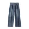 American Semi-Elastic Waist High Street Jeans Men's Loose Straight Wide Leg Pants