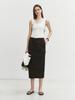 Deonseuteu H-Line Papery Long Skirt Black_Udsk4B221Bk