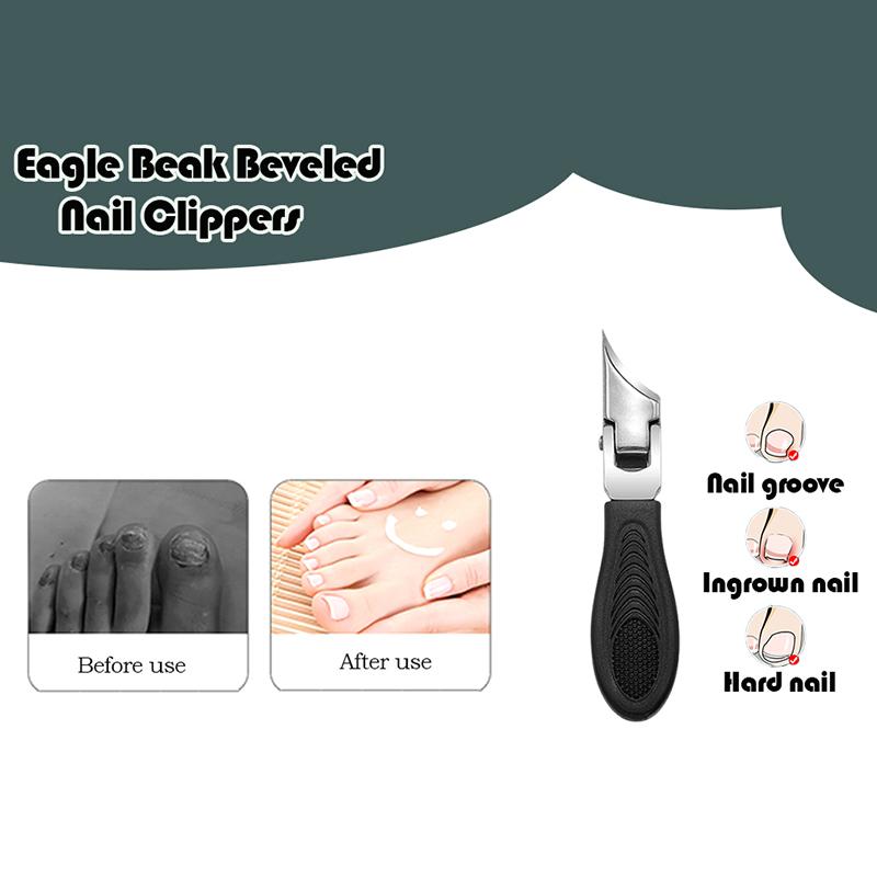 Slanted Nail Clipper Oblique Blade Ingrown Toenail Clipper Anti-Splash Wide Jaw Opening Hard Nails Curved Blade Manicure Tools