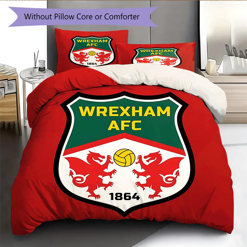 Wrexham Football Club LogoPattern Bedding,Quilt Set Quilt Cover Pillowcase Home Birthday Gift (1 * Duvet Cover + 2 * Pillowcase, Without Core)