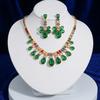 European & American Style Zircon Emerald Necklace & Earrings Set: Plum Blossom Design for a Fashionable, Elegant Look.