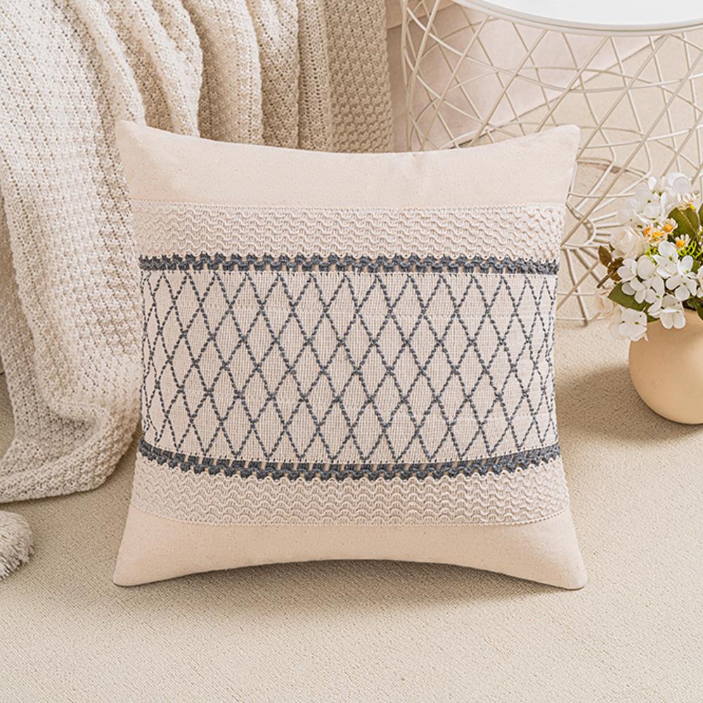 Cotton Thread Splicing Pillow American Pastoral Style Living Room Sofa Pillow Woven Cushion Retro Imitation Cotton Linen Pillow Case